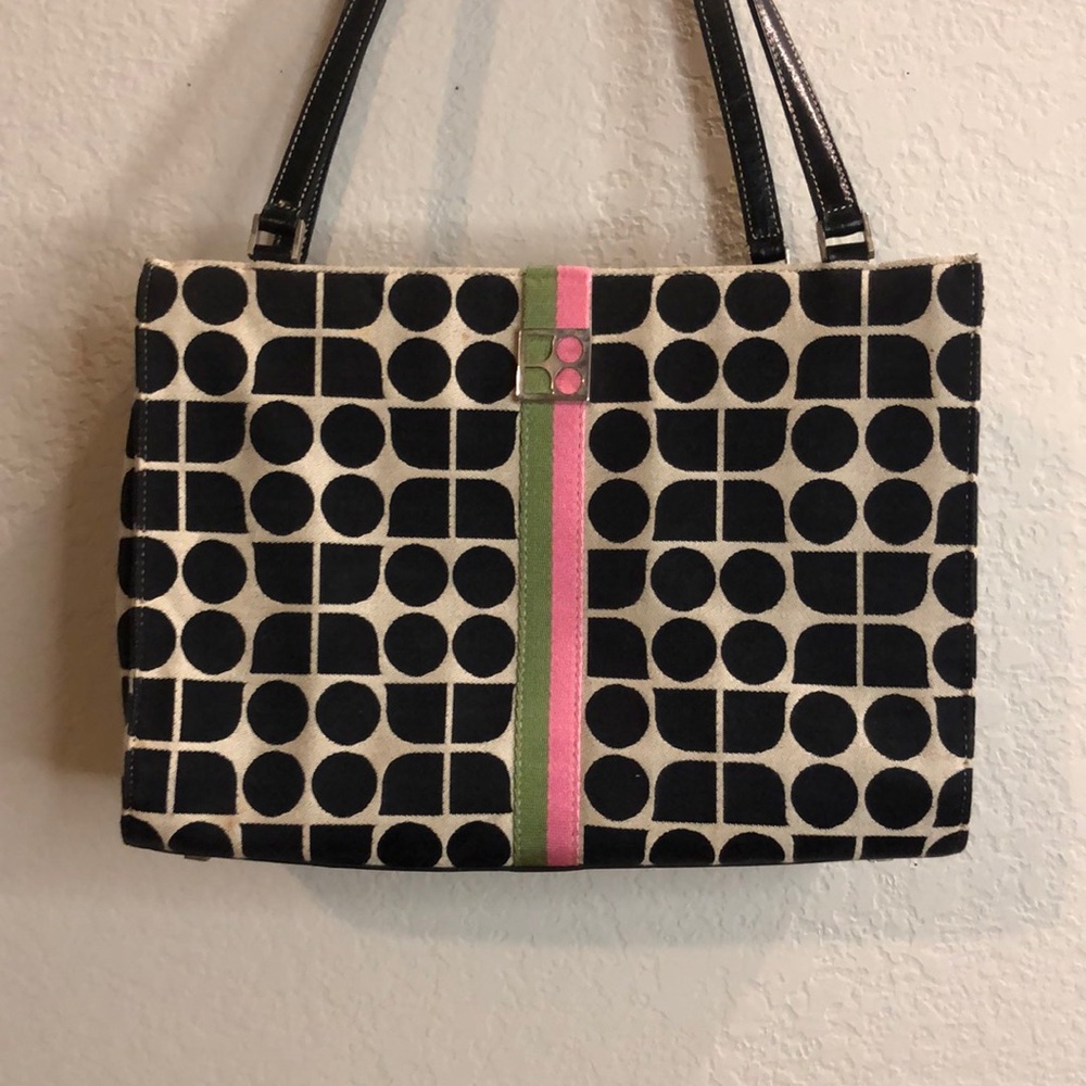 Vintage 90s Kate Spade bag black green pink retro shoulder purse classic look